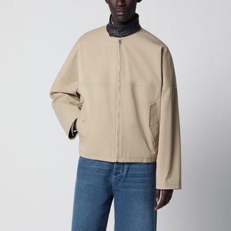 Bottega Veneta Beige cotton jacket with Intrecciato collar