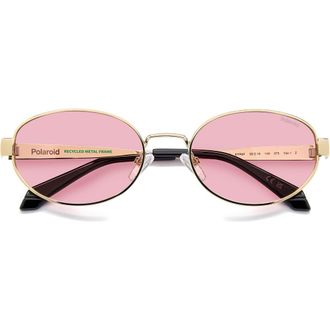 Polaroid 55mm Polarized Oval Sunglasses in Gold Pink/Pink Pz at Nordstrom