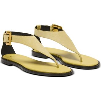 Balmain Anthem flat toe-post sandals in suede in Beige at Nordstrom, Size 36