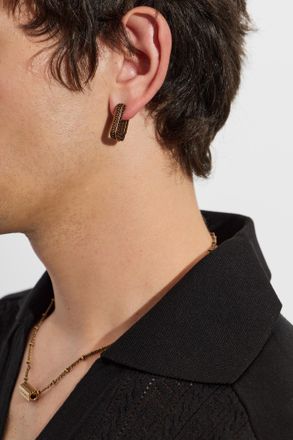 Versace Brass Earrings With Logo, Mens, Gold