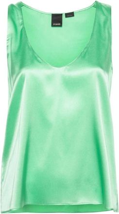 Pinko Mazzolino Marzemino Stijlvolle Mouwloze Top - Dames - Tops zonder mouwen - Groen - XS - Polyester - Tops