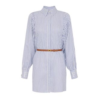 Elisabetta Franchi Shirt Dresses, female, Blue, Size: M Stylish 100% Cotton Top