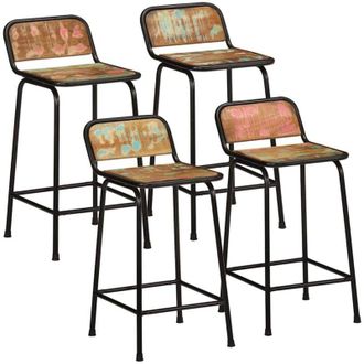 vidaXL Taburetes De Barra 4 Uds 46x35,5x80 Madera Maciza Reciclada Vidaxl