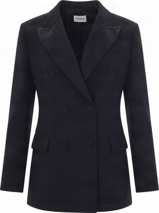 P.A.R.O.S.H. Double-Breasted Black Blazer With Notched Lapel And Flap Pockets