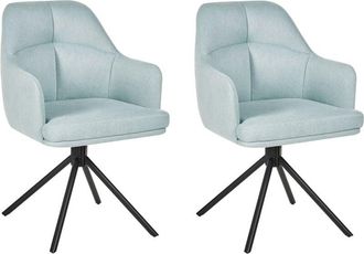 Beliani Beliani - Modern Fabric Dining Swivel Chairs Set of 2 Padded Seat Black Metal Legs Mint Green Mira
