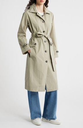 Bernardo Paperweight Long Raincoat in Olive Stone at Nordstrom, Size Xx-Large