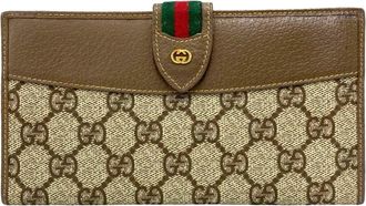Gucci Brown Green Red Color Leather Pvc Long Wallet (Bi-Fold) (Pre-Owned)