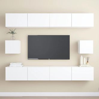 vidaXL Vidaxl - Set De Muebles De Sal&oacute;n Tv 6 Piezas Madera De Ingenier&iacute;a Blanco