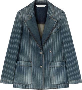 Palm Angels Blazer denim gessato - Blu