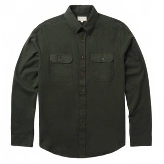 Stetson Mens Range Line Flannel Shirt In Heathered Olive Green