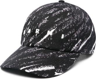 Marni crayon-print cap - men - Cotton - One Size - Black
