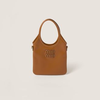 Miu Miu Ivy Leather Handbag, Woman, Cognac