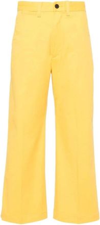Ralph Lauren Gele Katoenmix Twill Broek - Dames - Wijde Broeken - Geel - XS - Katoen - Broeken