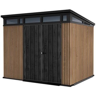 Keter Casetta Box da Giardino Keter Signature Venetian Pent 7x9 in Resina Effetto Legno Marrone e Antracite