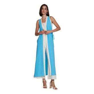 Moskada Blauwe Neptunus Vest Elastische Cr&ecirc;pe - Dames - Maxi kleedjes - Blauw - XL - Kleedjes