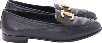 Chanel Pearl CC Loafers in Black Lambskin Leather
