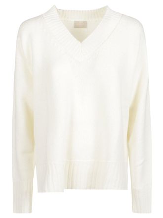 Drumohr Relaxed Oversized V-Neck Sweater in Soft Merino Wool