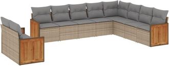 vidaXL Juego De Sof&aacute;s Jard&iacute;n Con Cojines Beige 10 Pzas Rat&aacute;n Sint&eacute;tico Vidaxl