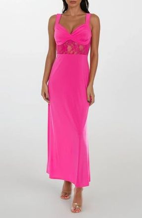 Bebe Lace Inset Slipdress in Fuchsia at Nordstrom Rack, Size X-Large