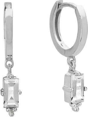 Murkani Huggies with Hanging Baguette in Silver at Nordstrom