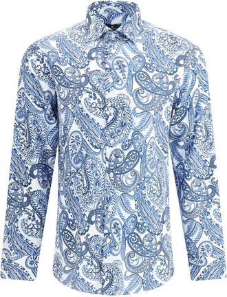 Etro Light Blue Cotton Pattern Mens Shirt