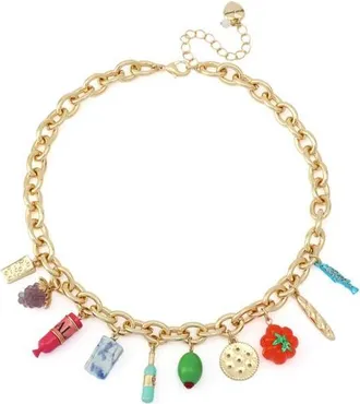 Betsey Johnson Charcuterie Charm Frontal Necklace in Multi at Nordstrom