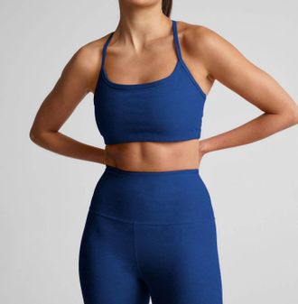 Beyond Yoga Spacedye Slim Racerback Bra In Marine Blue Heather