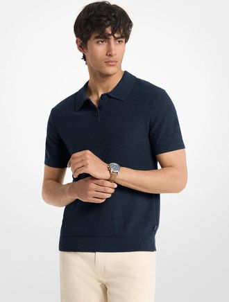 Michael Kors Boucle Cotton Blend Short-Sleeve Polo Sweater