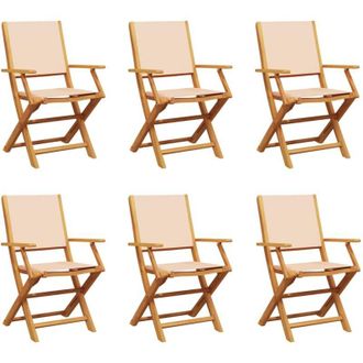 vidaXL Vidaxl - Sillas De Jard&iacute;n Plegables 4 Uds Madera Maciza Y Tela Beige