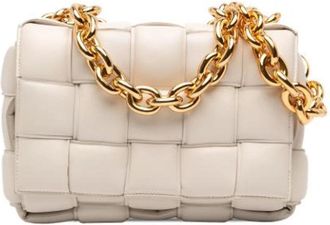 Bottega Veneta Pre-owned Padded Woven Satchel - Dames - Vintage Schoudertas - Wit - ONE Size - Leer - Vintage