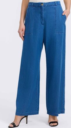 Foxcroft Blaire Wide Leg Denim Pants in Medium Wash at Nordstrom, Size 14