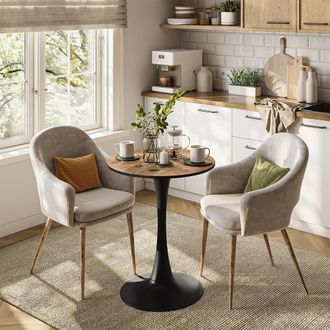 Vicco Mesa De Comedor Carl, Nogal/negro, 60 X 60 Cm, Vicco