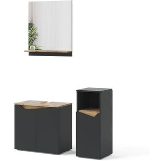 Vicco Conjunto de muebles de baño Marelle, Antracita, 3 piezas, con armario midi