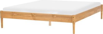 Beliani Cama Sin Cabecero Estilo Escandinavo De Madera De Pino Natural 160 X 200 Cm Marr&oacute;n Claro Veyrac