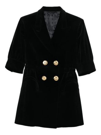Blazé Milano Fluwelen jurk met dubbele rij knopen - Zwart