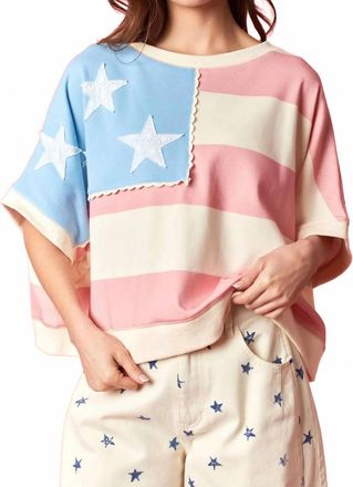 Peach Love California Womens Americana Flag Crop Sweatshirt In Multicolor