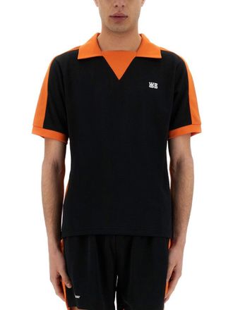 Wales Bonner Black Contrasting Collar Polo Shirt