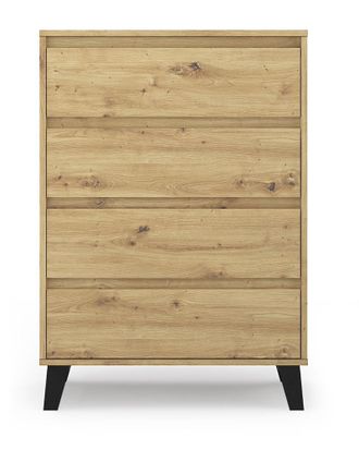 Topeshop Sonia - Arc&oacute;n Escandinavo 4 Cajones - 70x39x99.5cm - Mueble De Almacenaje - Roble