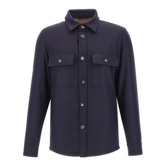Jacob Cohen Jassen, Heren, Blauw, M, Wol, Overshirt in Vitale Barberis Canonico Comfort Flannel