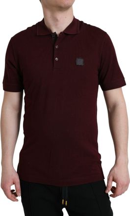 Dolce & Gabbana Mens Polo Shirt Burgundy Short Sleeves - Dark Red Cotton - Size EU 46 (Mens)