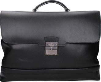 Pineider Herrens Arbeitstaschen aus schwarzem Leder