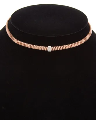 Meshmerise 18K Over Sterling Silver Diamond Choker Mesh Necklace