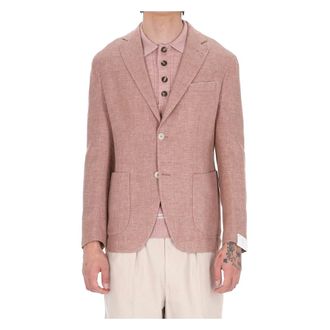Eleventy Blazers, male, Pink, Size: XL Giacca in lino-lana-seta Zegna cross-ply