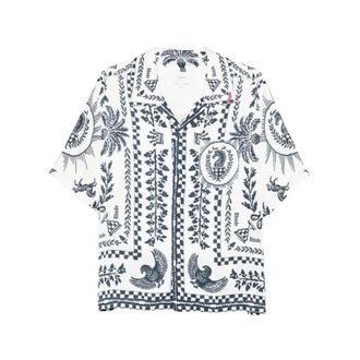 Rhude Short Sleeve Shirts, male, White, Size: L Graphic-print Shirt