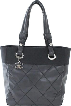 Chanel Black Pvc Leather Tote Bag (Pre-Owned)