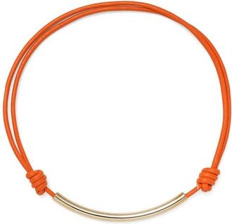 LADY GREY Leather Bond Necklace in Gold/Orange at Nordstrom