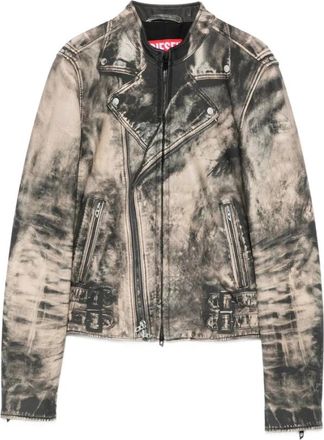 Diesel L-Uxure Lederen jack met ritssluiting - Dames - Leren en Su&egrave;de Jassen - Beige - 2XS - Leer - Jassen