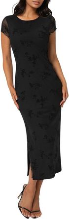 Bebe Flocking Mesh T-Shirt Maxi Dress
