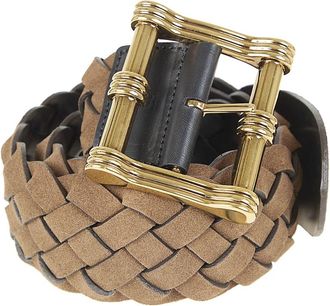 Etro Omkeerbare Geweven Su&egrave;de en Leren Riem - Dames - Riemen - Bruin - 85 CM - Su&egrave;de - Accessoires