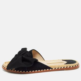Paloma Barcel&oacute; Black Suede Geranio Knotted Flat Slides
